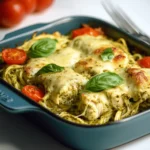 Keto Pesto Chicken Casserole with Zoodles and Cottage Cheese First Image First Image