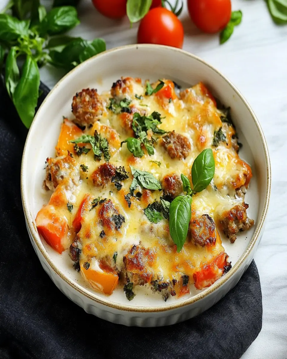 Keto Creamy Basil Sausage Casserole: Easy Comfort Food Delight
