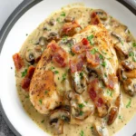 Keto Bacon Mushroom Chicken in Cream Sauce First Image First Image