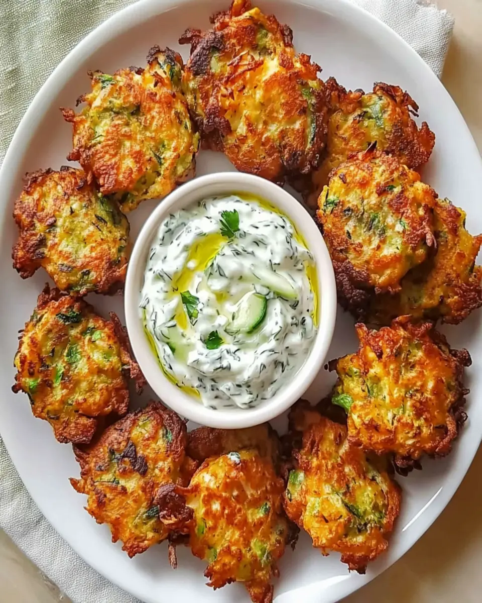 Crispy Veggie Fritters with Creamy Cucumber Dip: Pure Joy!