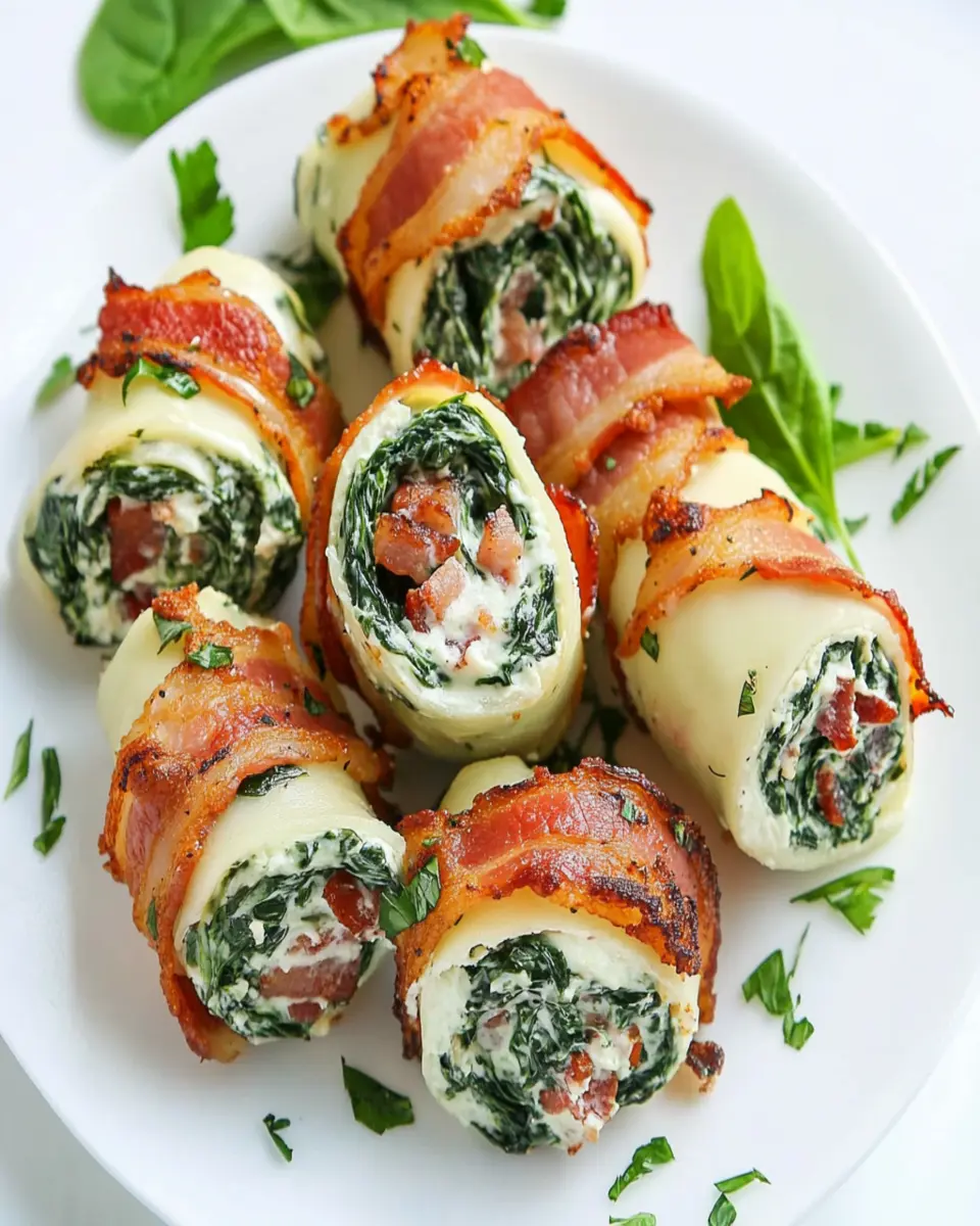 Keto Spinach and Bacon Cream Cheese Roll Ups: Indulgent Delight