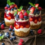 Keto Berry Cheesecake Trifle in Mason Jars First Image First Image