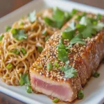 Keto Sesame-Crusted Tuna with Peanut Butter Noodles First Image First Image