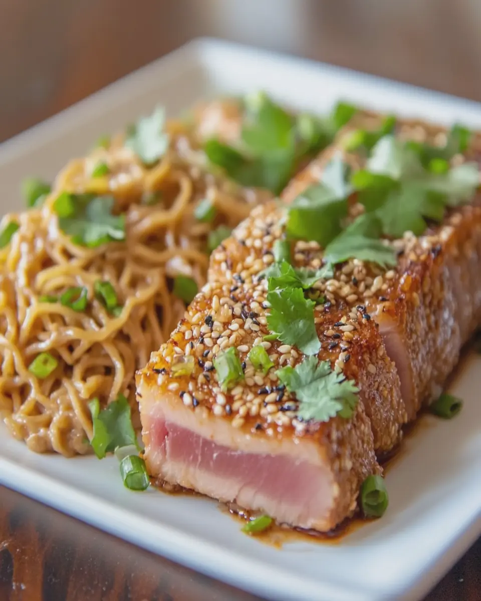 Keto Sesame-Crusted Tuna: Irresistibly Creamy Peanut Butter Noodles